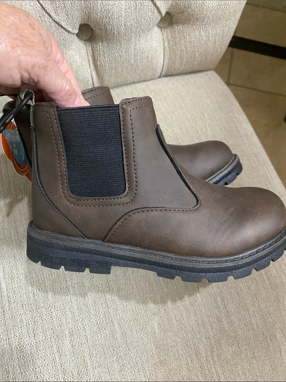 wonder nation NWT Brown Kids Chelsea Boots  with Black Elastic / Sz 12